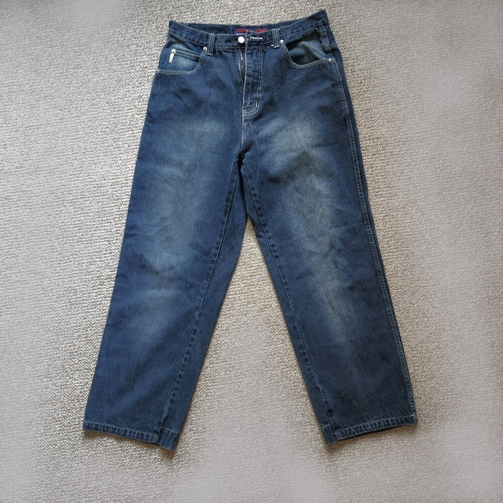 Vintage Koman Jeans Men 34x32 Dark Blue Baggy Loose Wide Leg Denim Y2K Skater